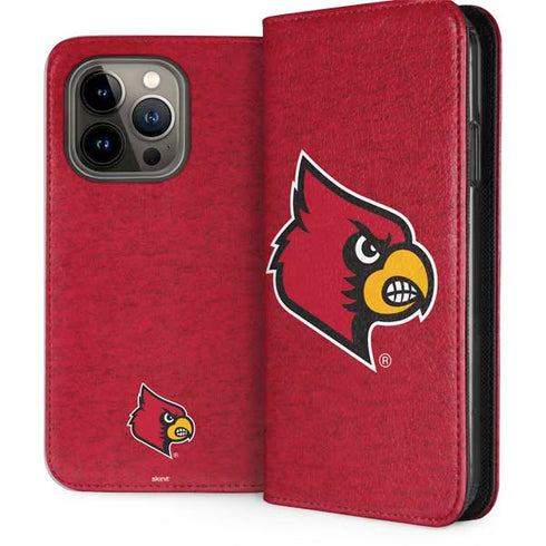University of Louisville Red Background iPhone 15 Pro Folio Case