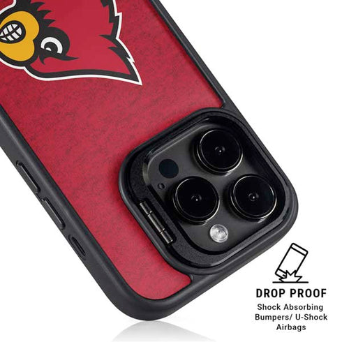 University of Louisville Red Background iPhone 15 Pro Max Kickstand Case