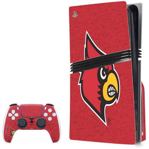University of Louisville Red Background PS5 Pro Disk Bundle Skin