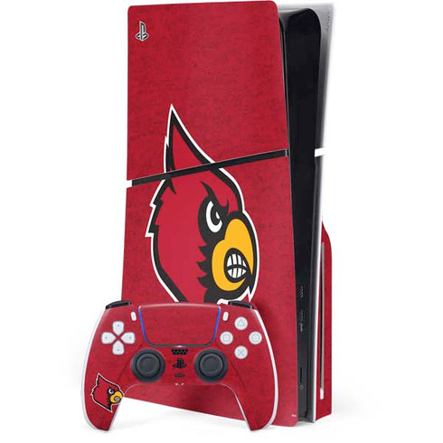 University of Louisville Red Background PS5 Slim Disk Bundle Skin