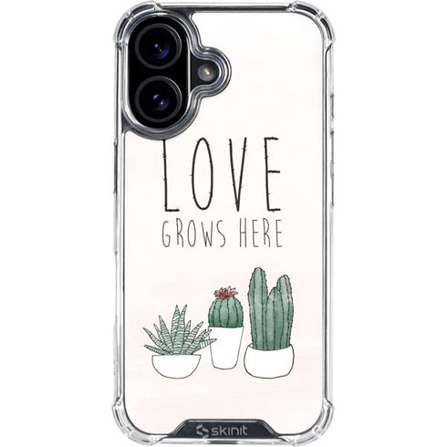 Love Grows Here iPhone 16 Plus Clear Case