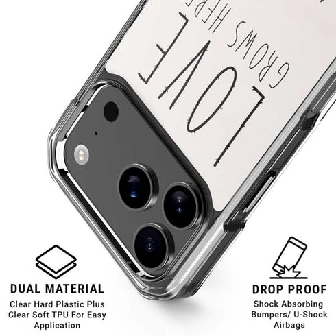 Love Grows Here iPhone 18 Pro Clear Case