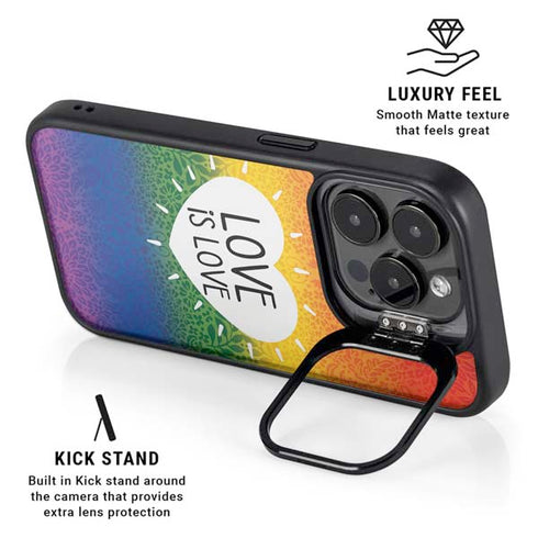 Love Is Love Rainbow iPhone 15 Pro Max Kickstand Case