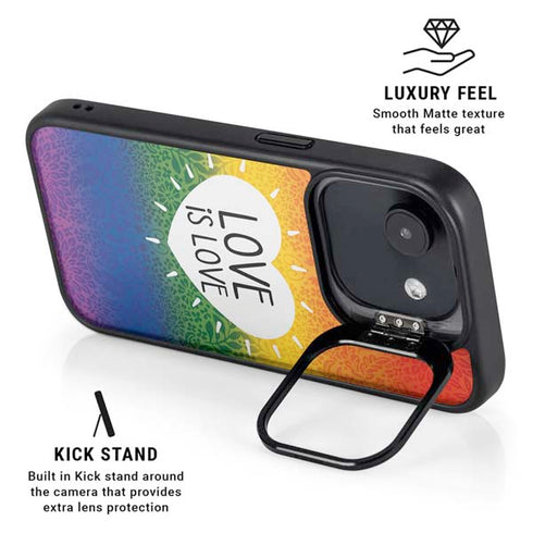 Love Is Love Rainbow iPhone 16e Kickstand Case