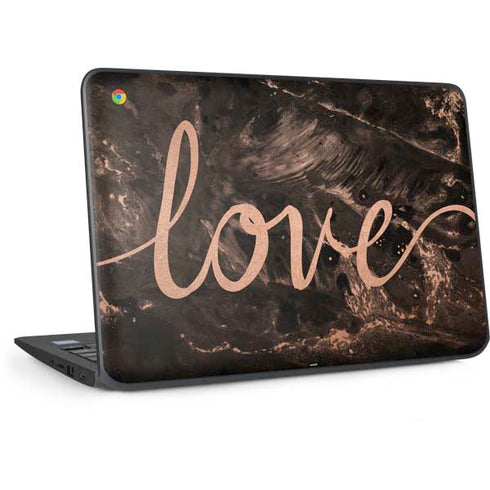 Love Rose Gold Black HP Chromebook Skin