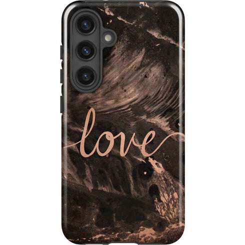 Love Rose Gold Black Galaxy S25 Impact Case