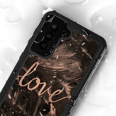 Love Rose Gold Black Galaxy S24 Plus Waterproof Case
