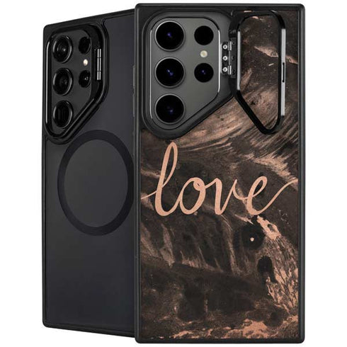 Love Rose Gold Black Galaxy Cases