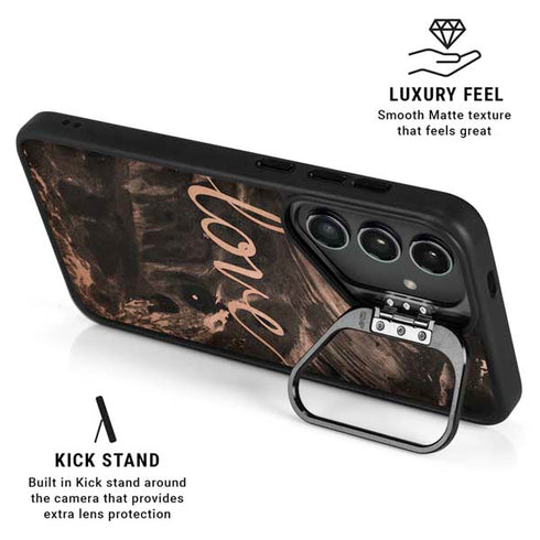 Love Rose Gold Black Galaxy S24 Ultra Kickstand Case