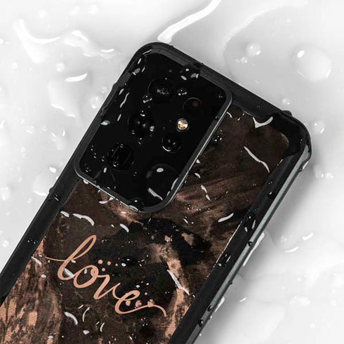 Love Rose Gold Black Galaxy S24 Ultra Waterproof Case
