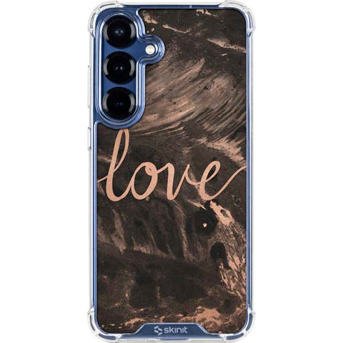 Love Rose Gold Black Galaxy S25 Clear Case