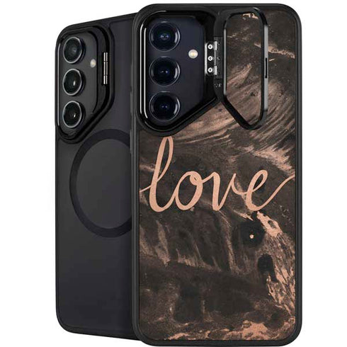Love Rose Gold Black Galaxy S25 FE Kickstand Case