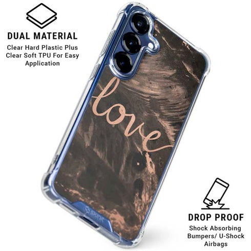 Love Rose Gold Black Galaxy S25 Plus Clear Case