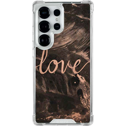 Love Rose Gold Black Galaxy S25 Ultra Clear Case