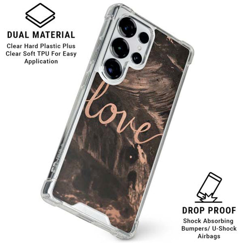 Love Rose Gold Black Galaxy S25 Ultra Clear Case