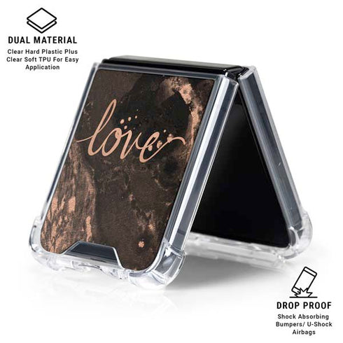 Love Rose Gold Black Galaxy Z Flip6 Clear Case