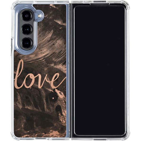 Love Rose Gold Black Galaxy Z Fold5 5G Clear Case