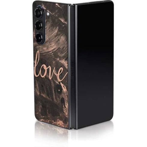 Love Rose Gold Black Galaxy Z Fold5 5G Skin