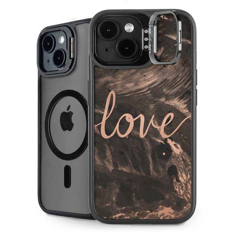 Love Rose Gold Black iPhone 13 Kickstand Case