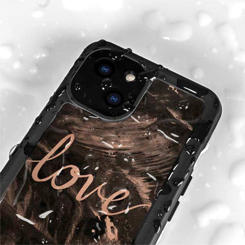 Love Rose Gold Black iPhone 15 Plus Waterproof Case