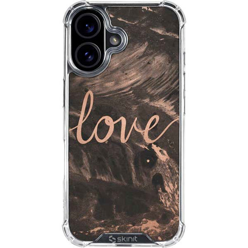 Love Rose Gold Black iPhone 16 Clear Case