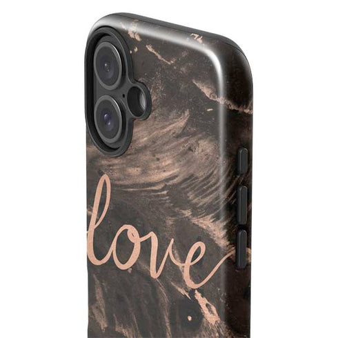 Love Rose Gold Black iPhone 16 Impact Case