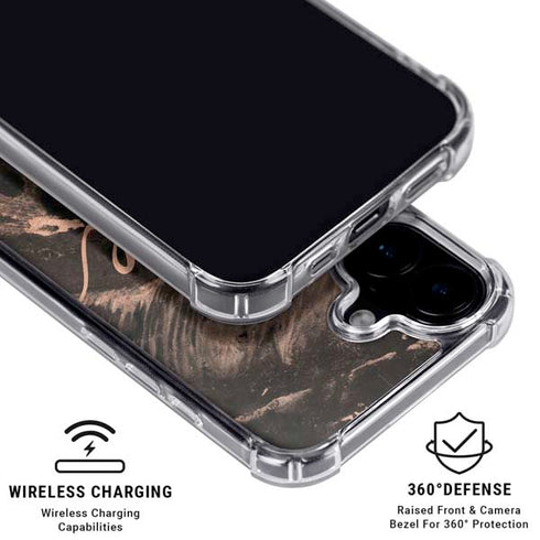 Love Rose Gold Black iPhone 16 Plus Clear Case