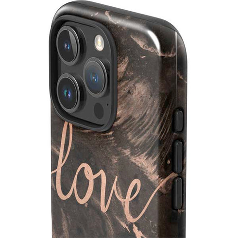 Love Rose Gold Black iPhone 16 Pro Impact Case