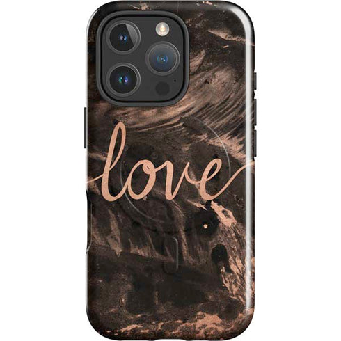 Love Rose Gold Black iPhone 16 Pro Magsafe Impact Case