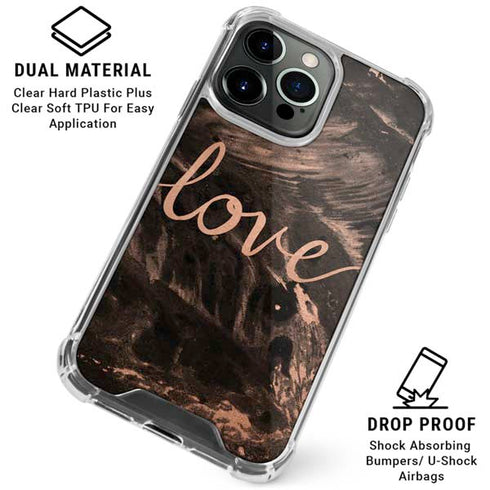 Love Rose Gold Black iPhone 16 Pro Max Clear Case