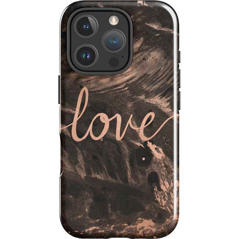 Love Rose Gold Black iPhone 16 Pro Max Impact Case