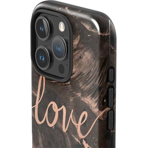 Love Rose Gold Black iPhone 16 Pro Max Impact Case