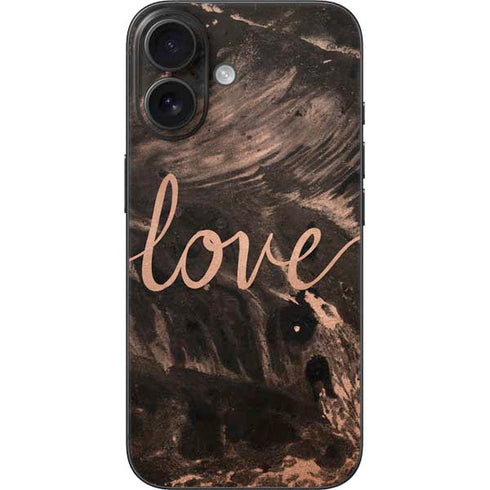 Love Rose Gold Black iPhone 16 Skin