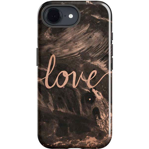 Love Rose Gold Black iPhone 16e Impact Case