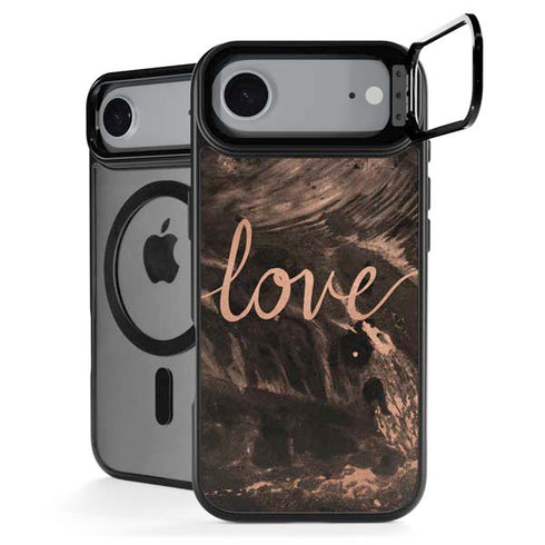 Love Rose Gold Black iPhone 17 Air Kickstand Case