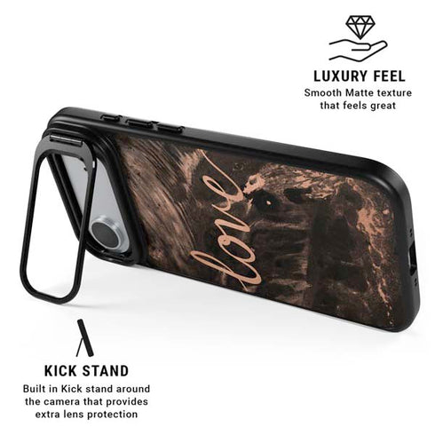 Love Rose Gold Black iPhone 17 Air Kickstand Case