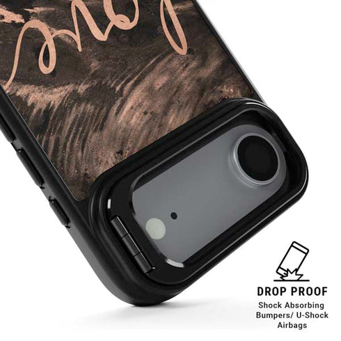 Love Rose Gold Black iPhone 17 Air Kickstand Case