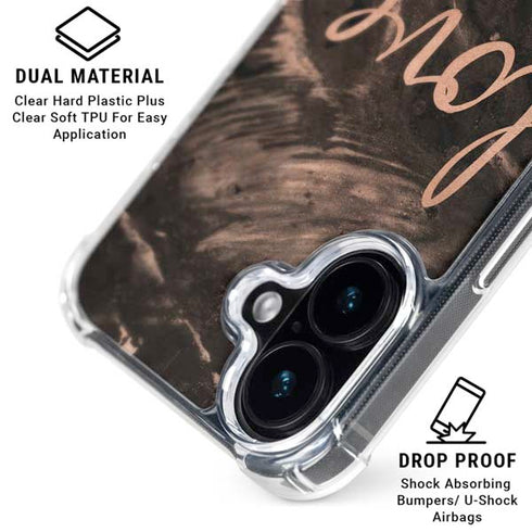 Love Rose Gold Black iPhone 17 Clear Case