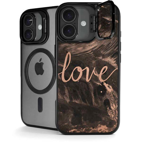 Love Rose Gold Black iPhone 17 Kickstand Case