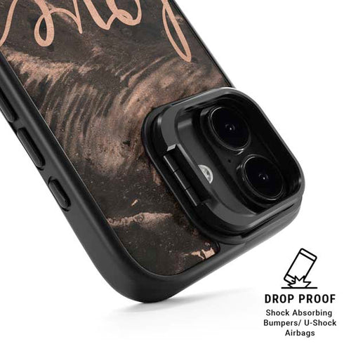 Love Rose Gold Black iPhone 17 Kickstand Case