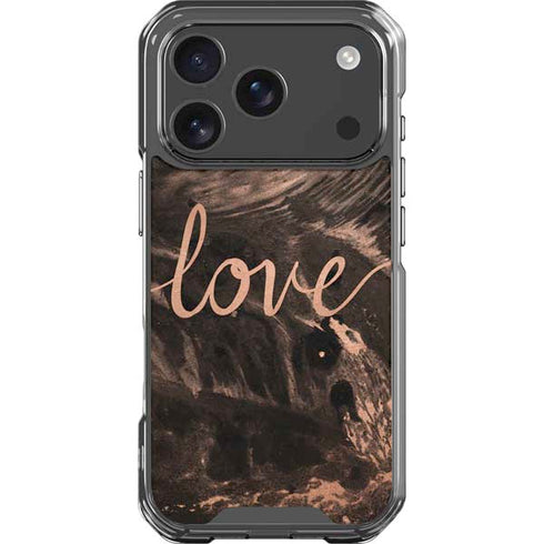 Love Rose Gold Black iPhone 17 Pro Clear Case