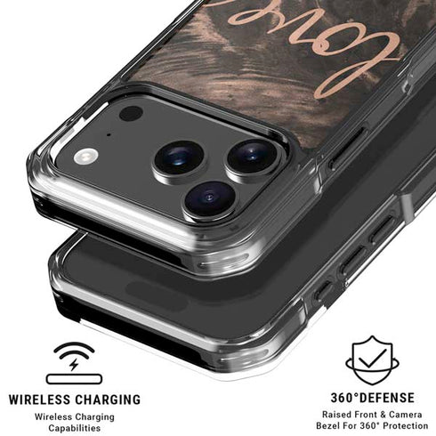Love Rose Gold Black iPhone 17 Pro Clear Case