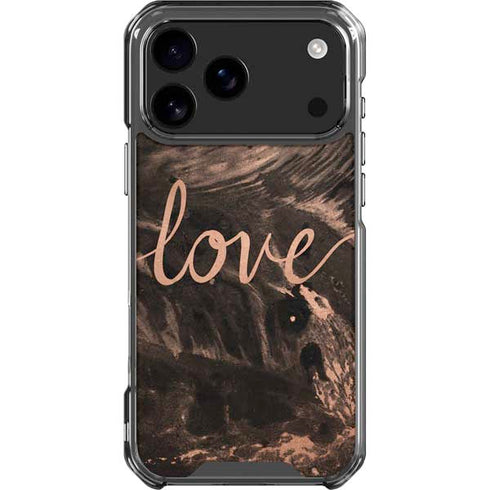 Love Rose Gold Black iPhone 17 Pro Max Clear Case
