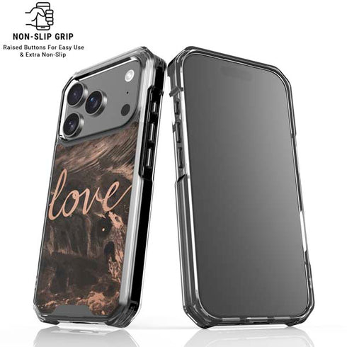 Love Rose Gold Black iPhone 17 Pro Max Clear Case