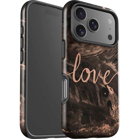 Love Rose Gold Black iPhone 17 Pro Max Impact Case