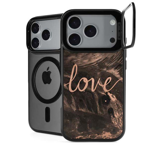 Love Rose Gold Black iPhone 17 Pro Max Kickstand Case