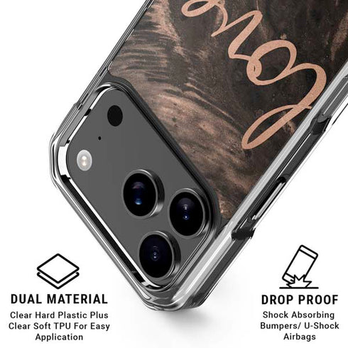 Love Rose Gold Black iPhone 18 Pro Clear Case