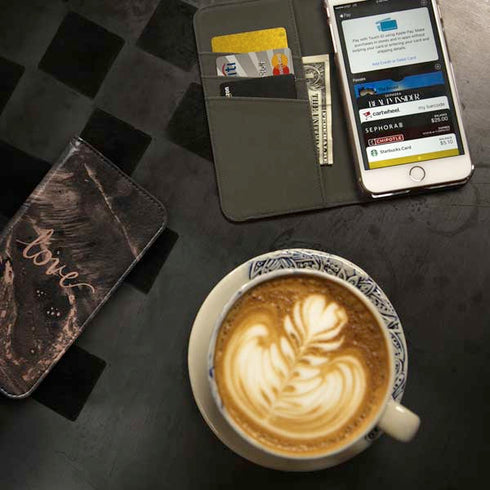 Love Rose Gold Black iPhone 7 Folio Case