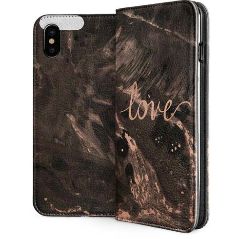 Love Rose Gold Black iPhone 8 Folio Case