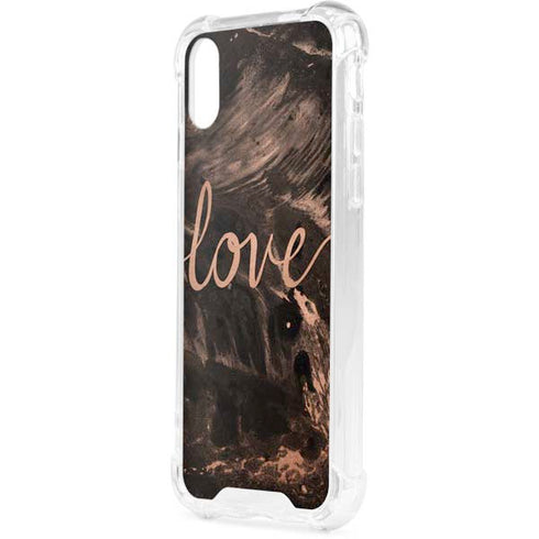 Love Rose Gold Black iPhone XS Clear Case